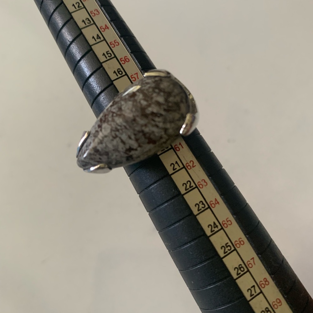 Artisan Silver Ring with Marbled Brown Stone